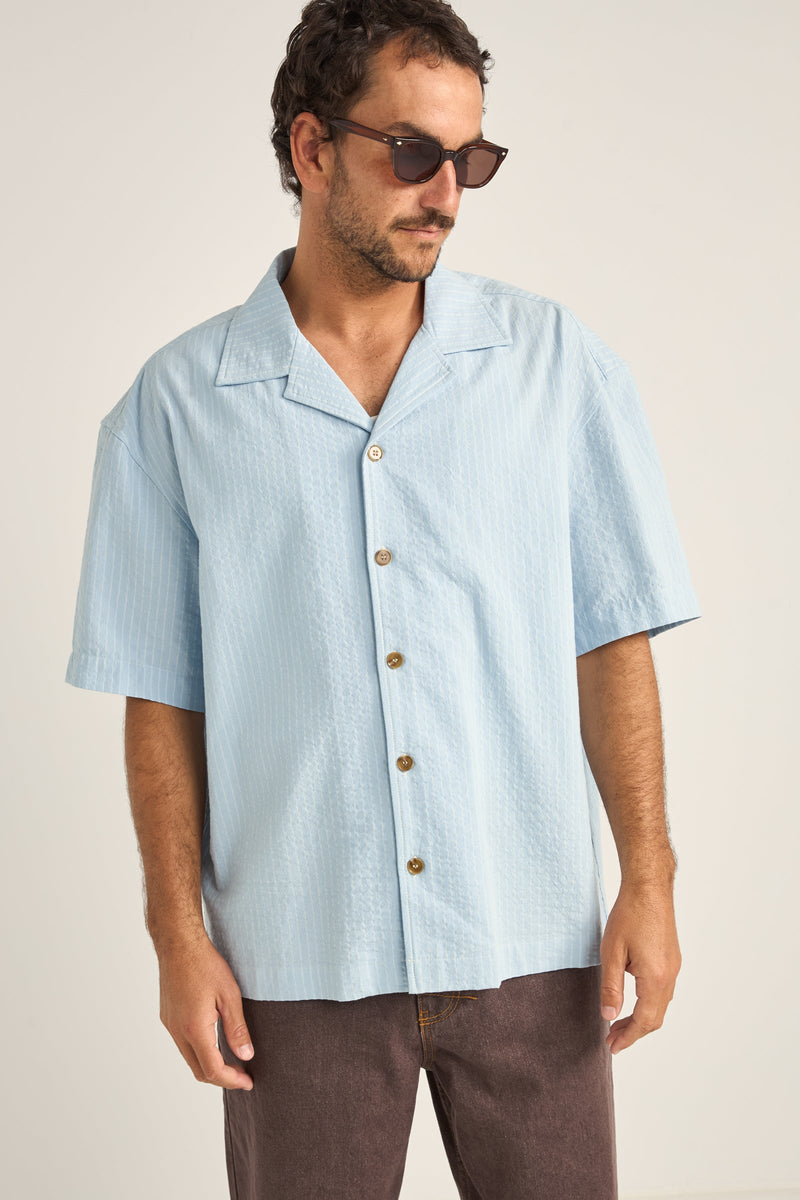 Relaxed Stripe Ss Shirt Blue