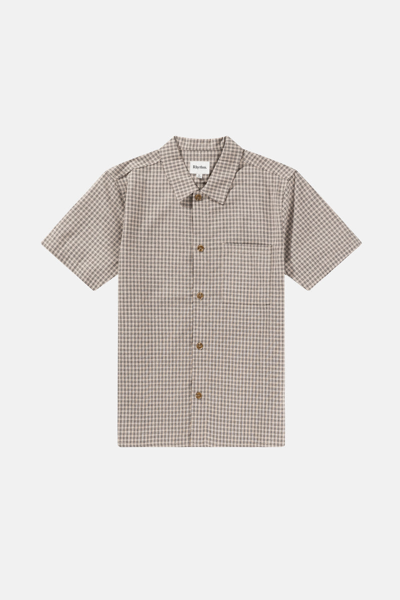 Linen Check Ss Shirt Sand