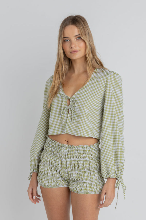 Lana Blouson Top Green