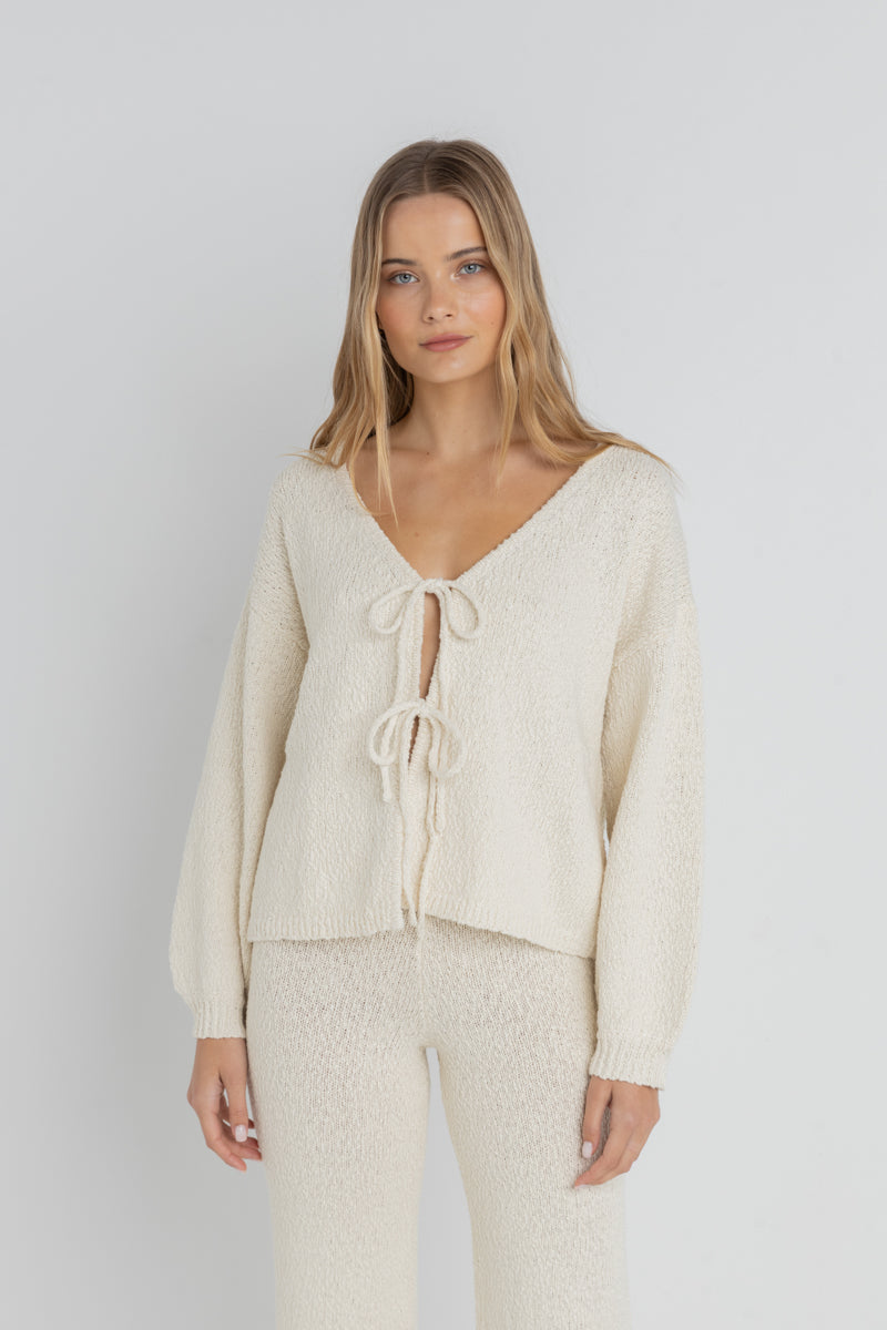 Emmie Tie Front Knit Natural