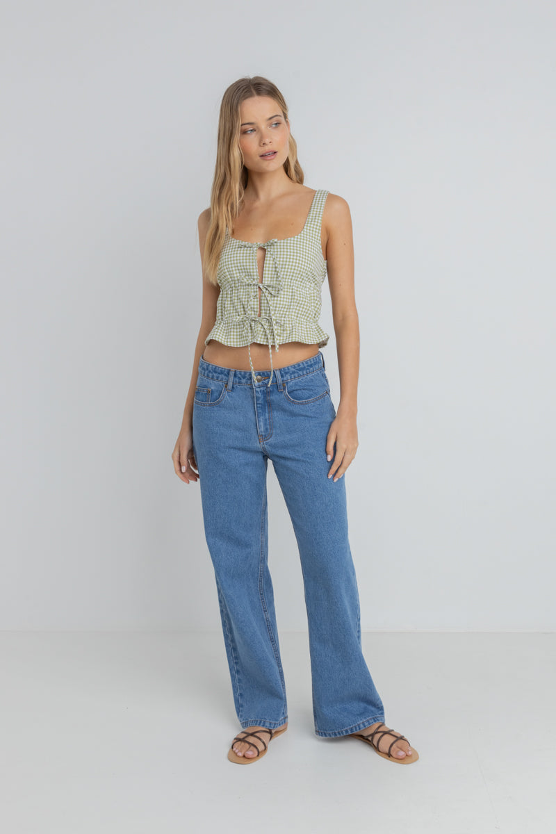 Lula Low Rise Pant Blue Wash