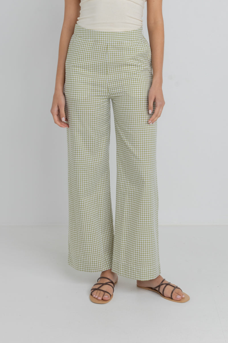 Lana Gingham Pant Green