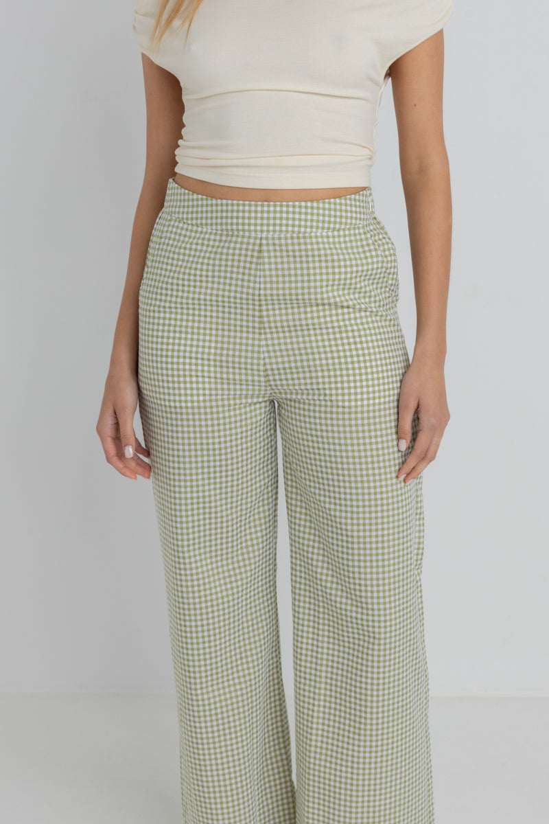 Lana Gingham Pant Green