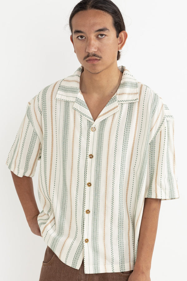 Relaxed Stripe Ss Shirt Olive