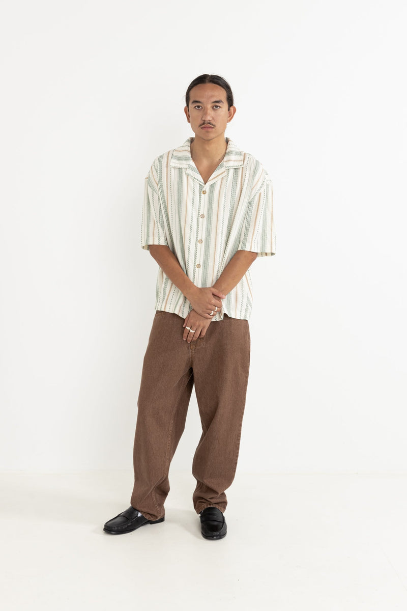 Relaxed Stripe Ss Shirt Olive