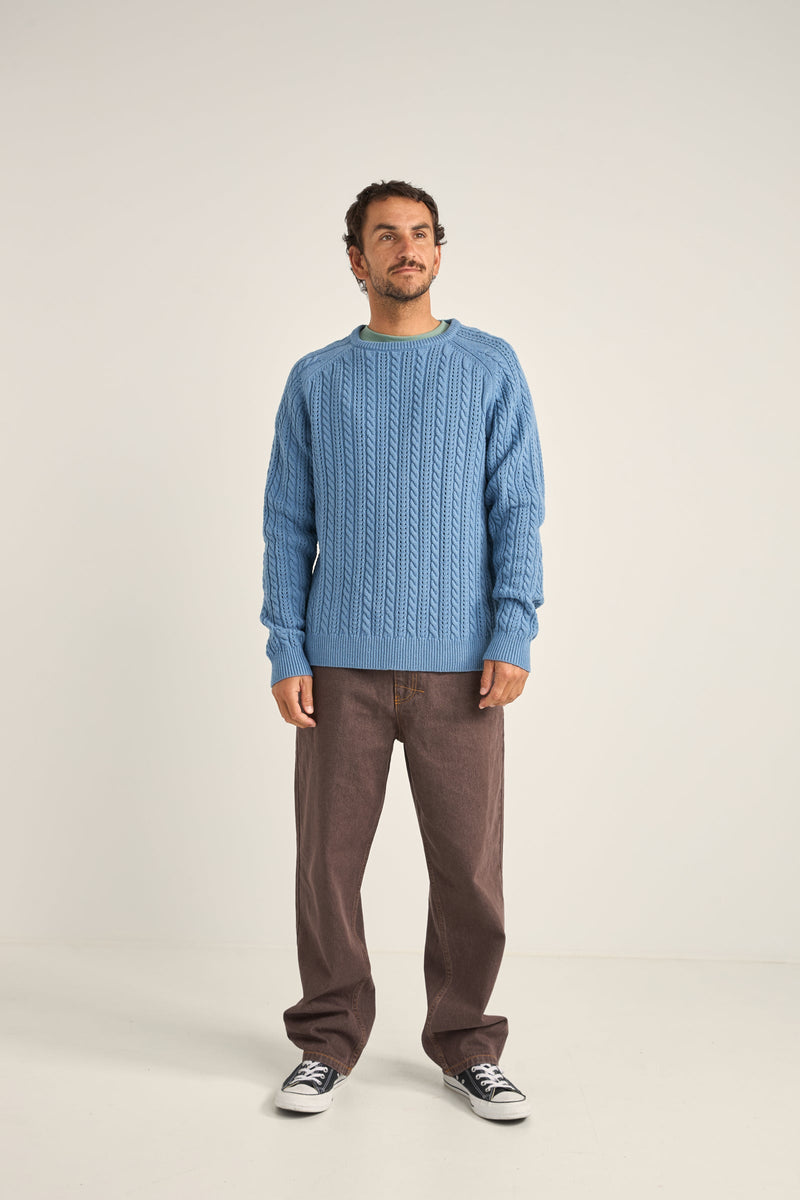 Doheny Pointelle Crew Knit  Slate