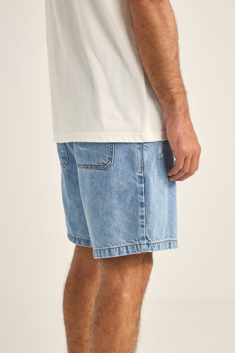 Subtle Distress Short Blue