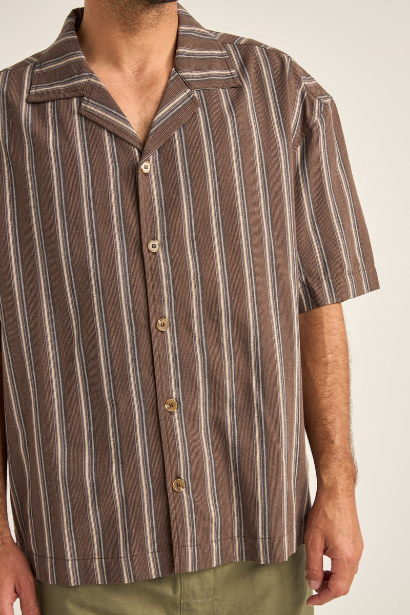 Baja Relaxed Stripe Ss Shirt Cafe