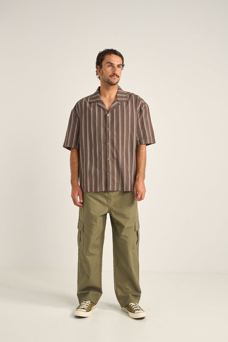 Baja Relaxed Stripe Ss Shirt Cafe