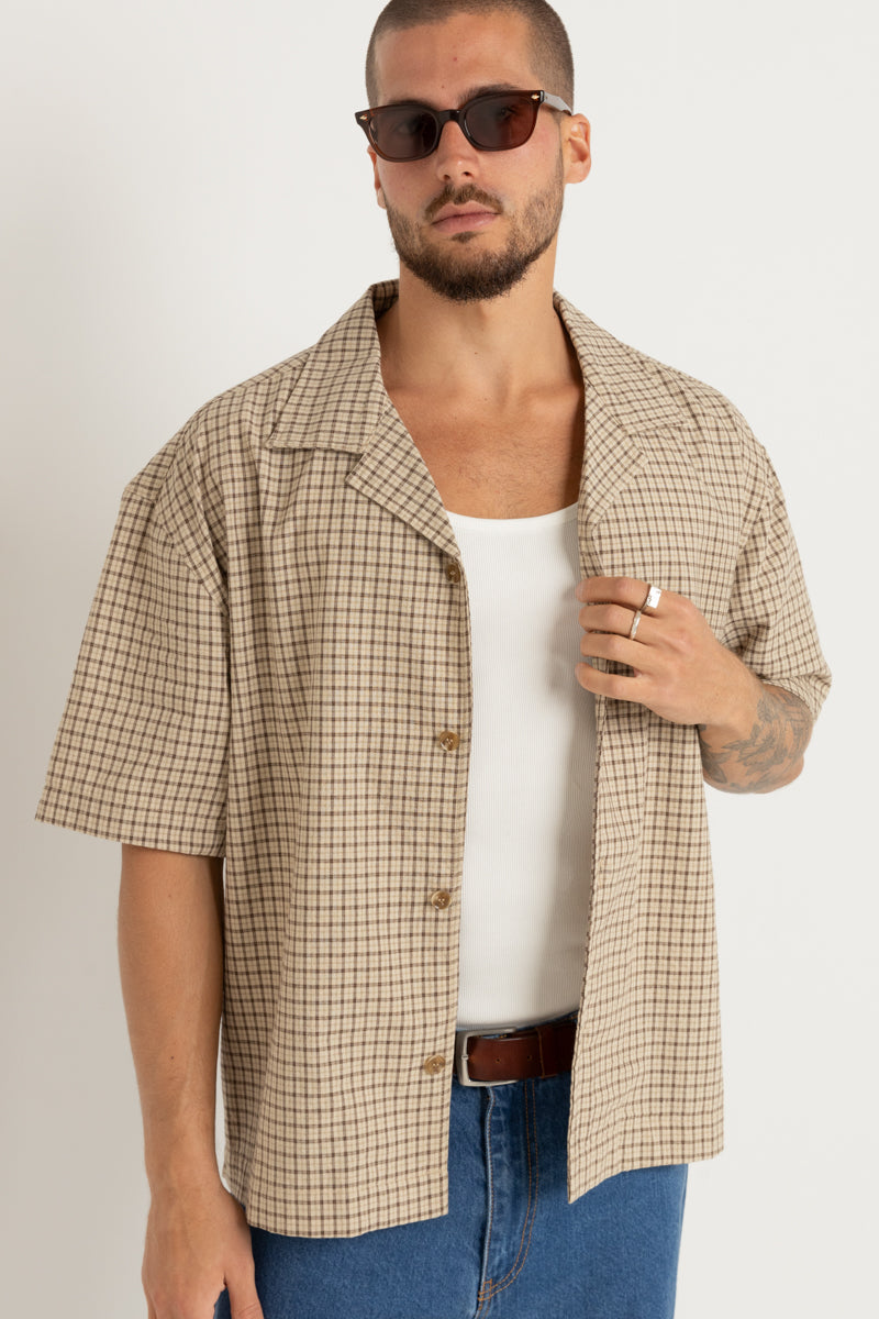 Jeremy Check Ss Shirt Ochre