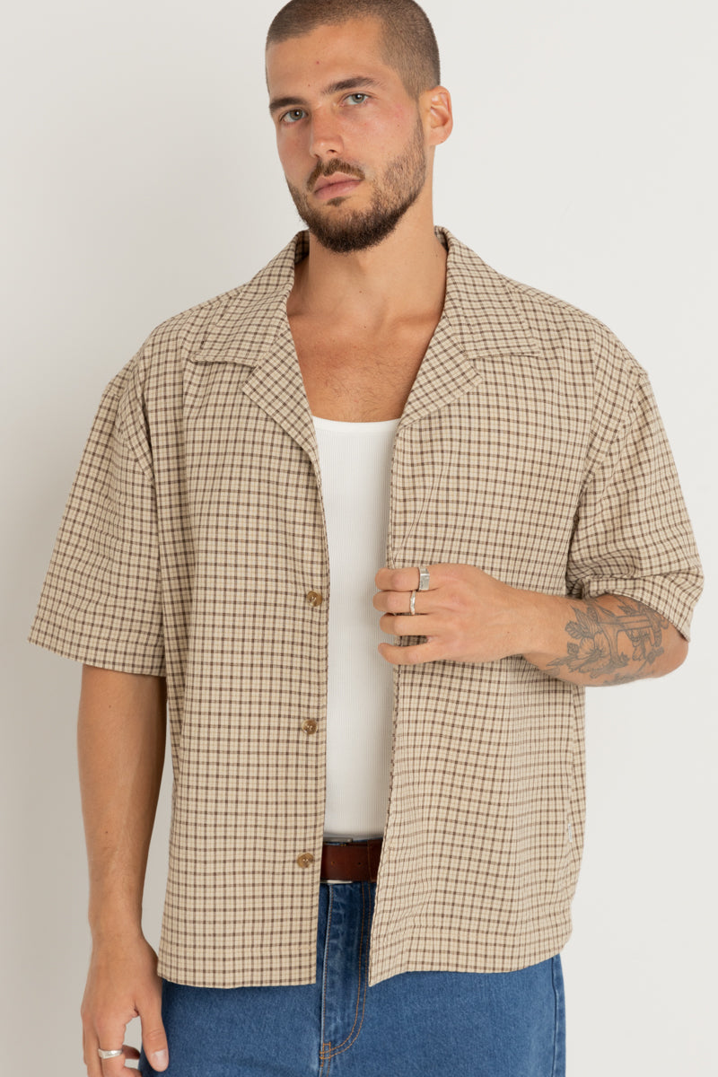 Jeremy Check Ss Shirt Ochre