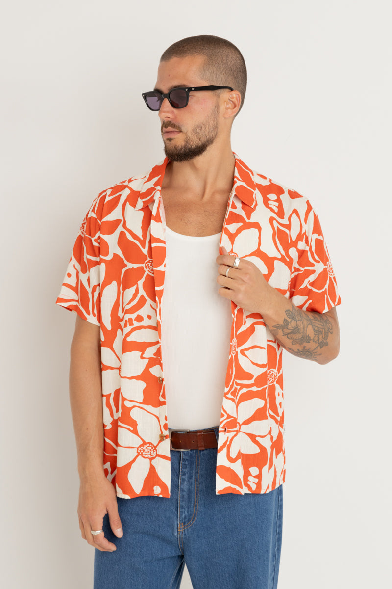 Bora Bora Ss Shirt Red Floral