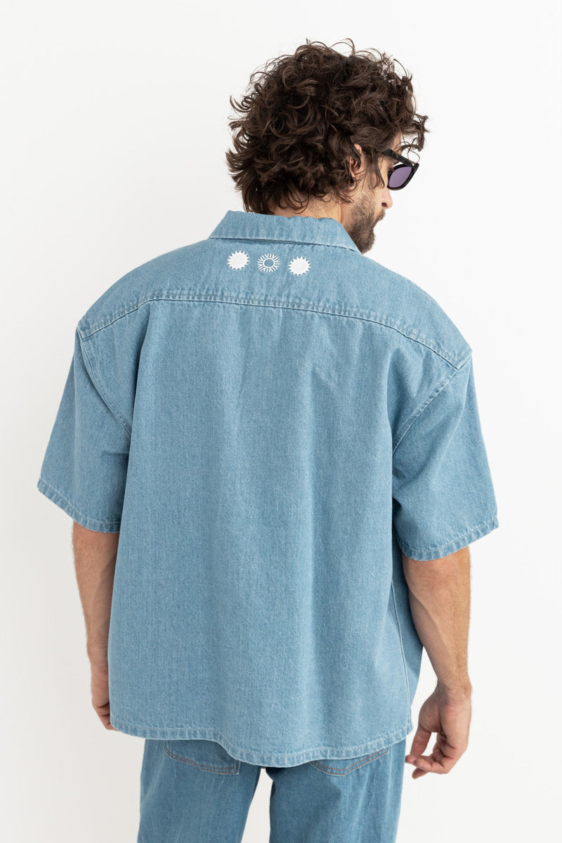 Early Riser Denim Ss Shirt Blue Wash