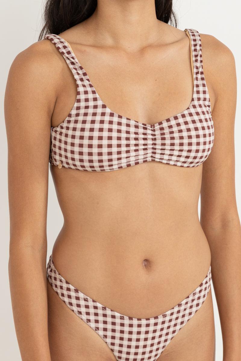 Parker Gingham Crop Top Mahogany