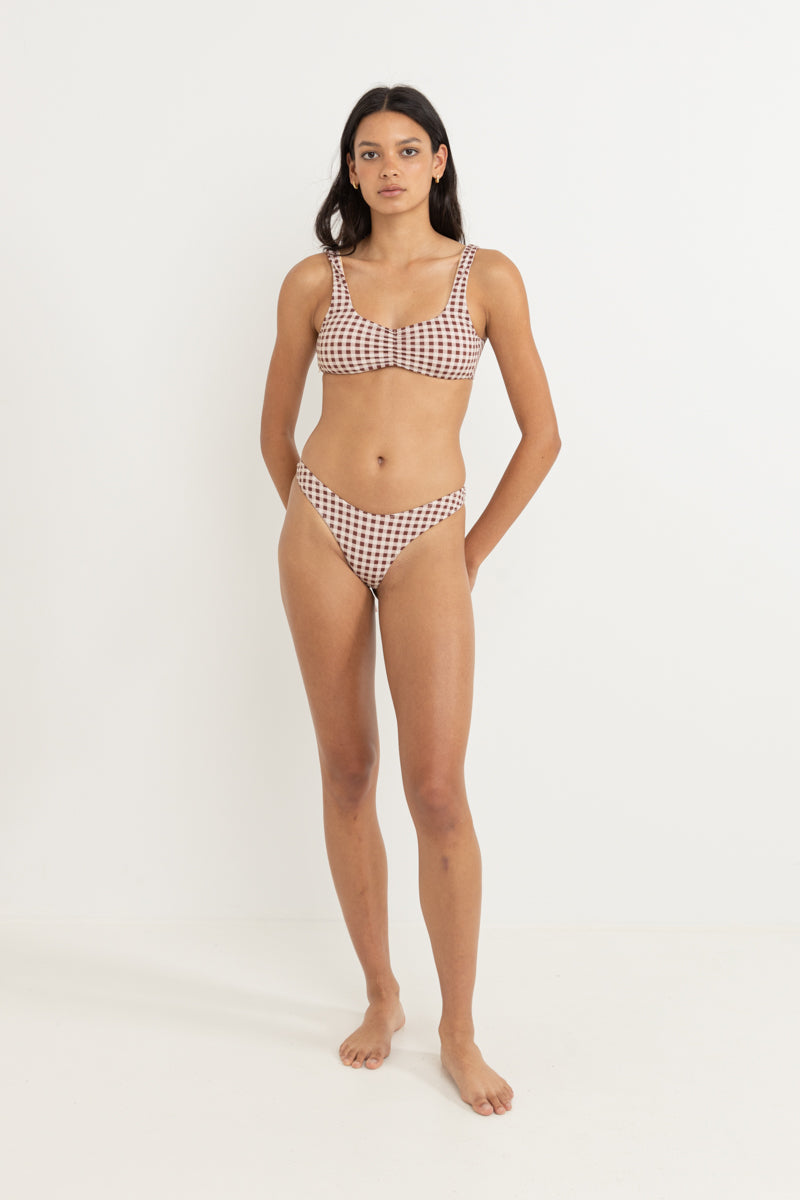 Parker Gingham Crop Top Mahogany