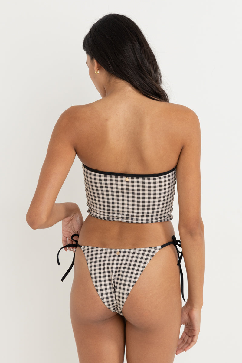 Parker Gingham Long Bandeau Top  Black