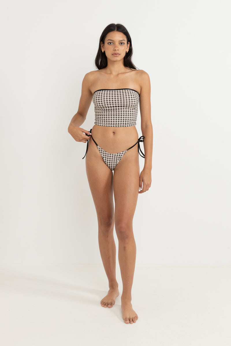 Parker Gingham Long Bandeau Top  Black