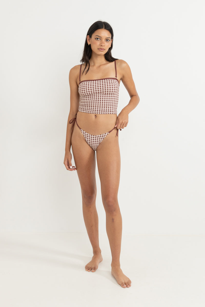 Parker Gingham Long Bandeau Top  Mahogany