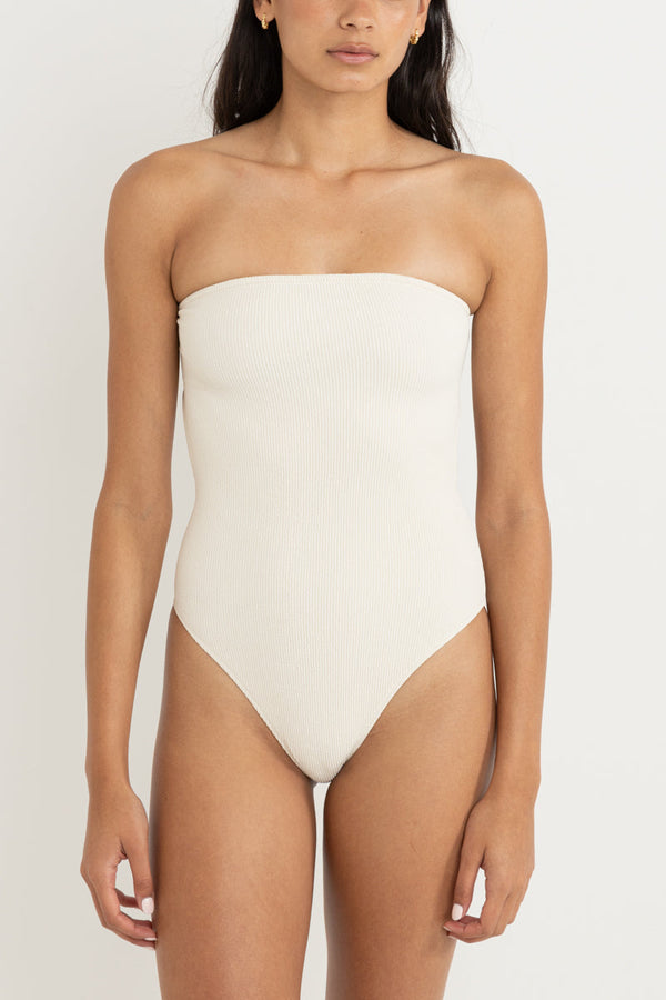 Del Mar Textured Strapless One Piece Cream