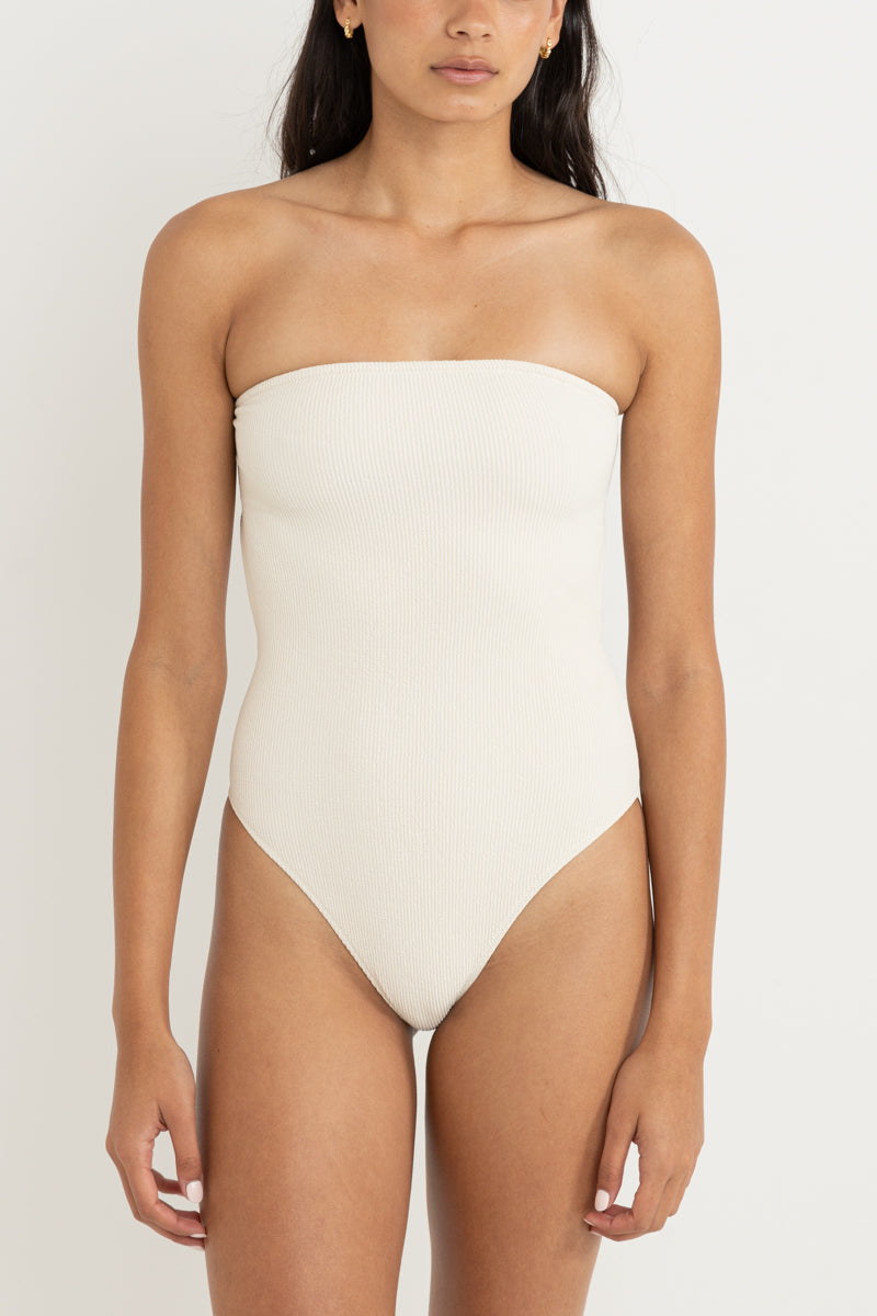 Del Mar Textured Strapless One Piece Cream