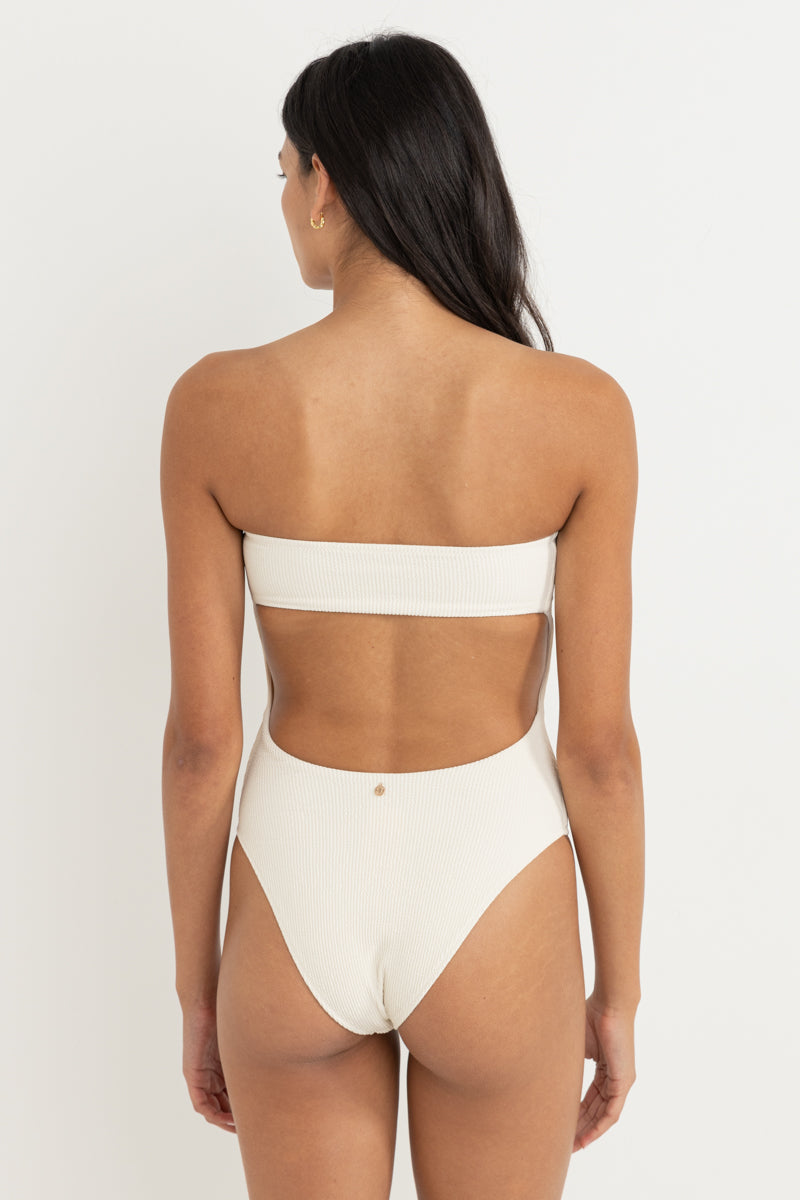 Del Mar Textured Strapless One Piece Cream