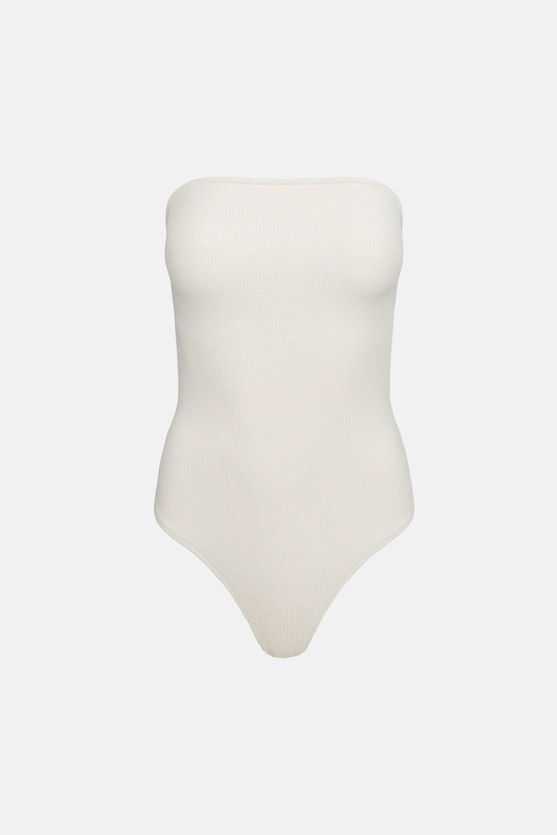 Del Mar Textured Strapless One Piece Cream