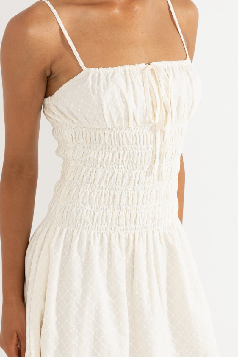 Porto Eyelet Midi Dress Natural