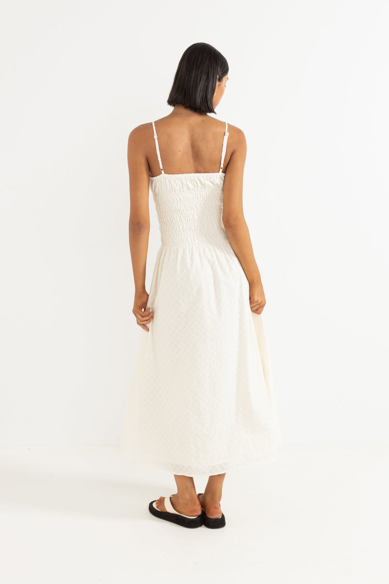 Porto Eyelet Midi Dress Natural