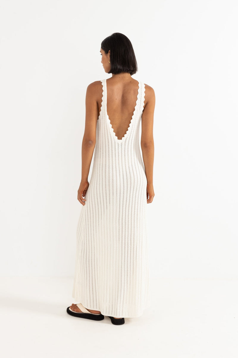 Scallop Knit Maxi Dress Cream