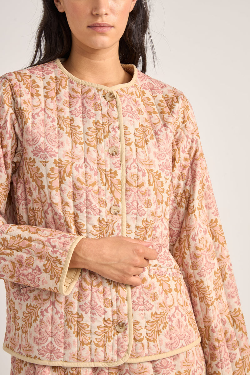 Jane Paisley Quilted Jacket Rose