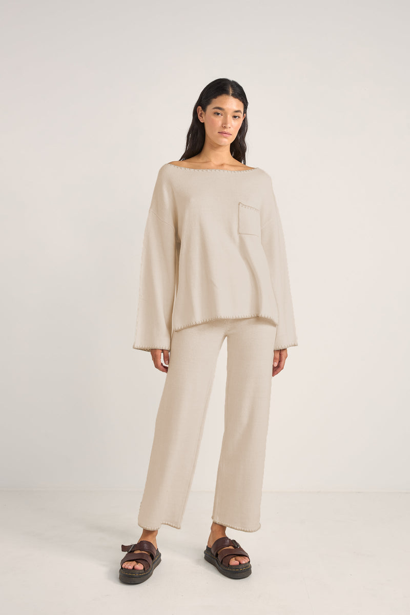 Bondi Knit Straight Leg Pant Natural