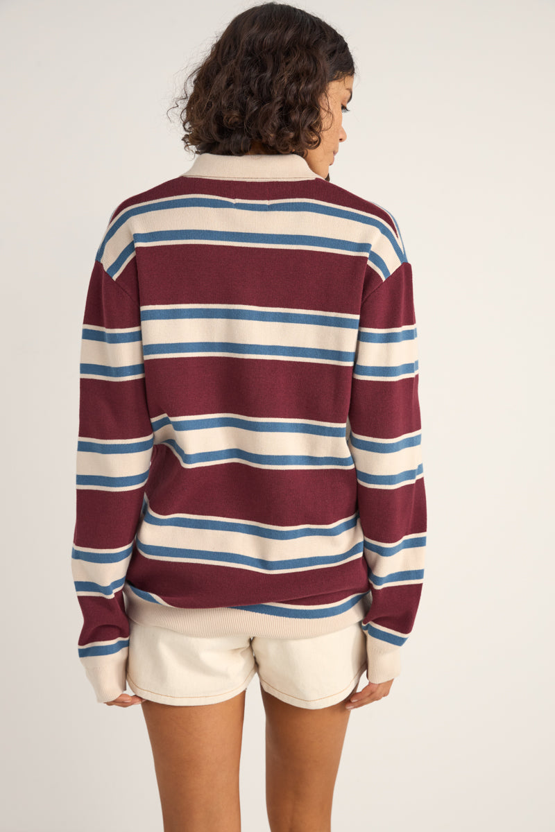 Siglo Knit Ls Polo Burgundy