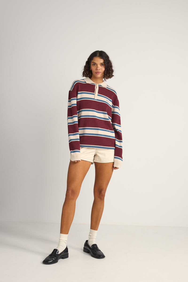 Siglo Knit Ls Polo Burgundy