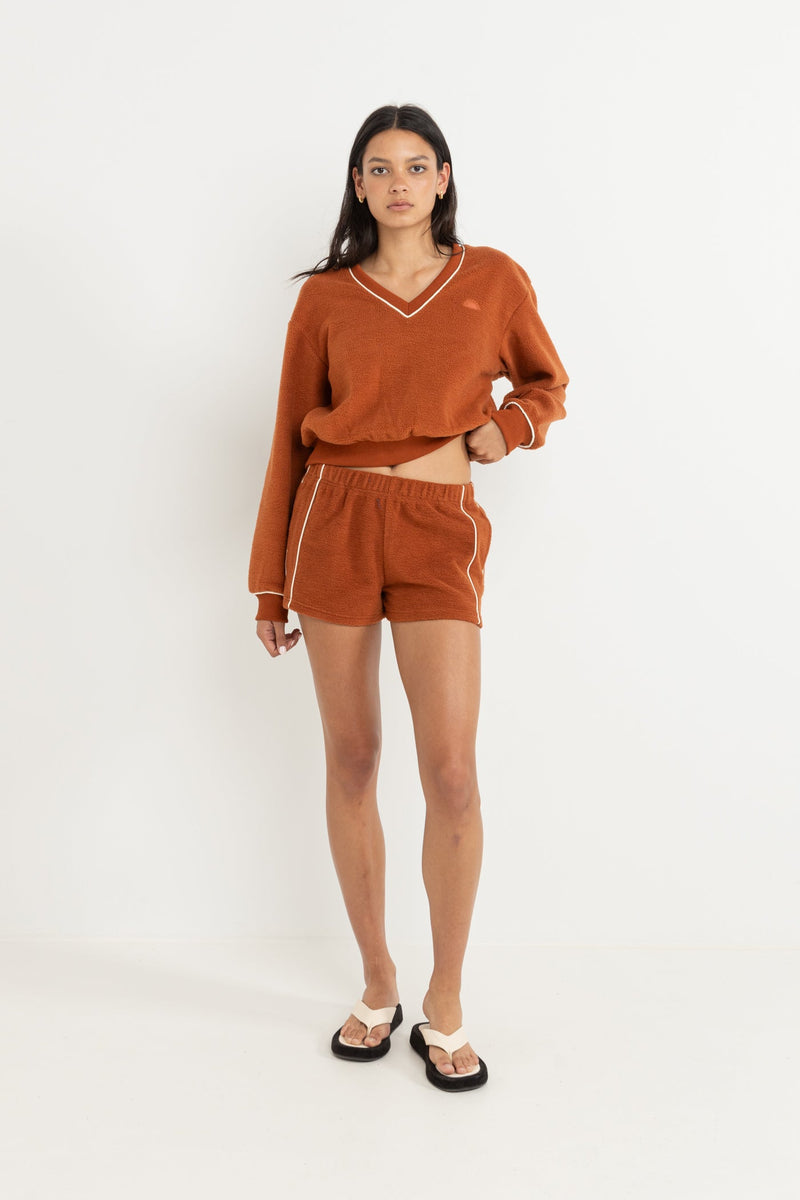 Porto Reverse Fleece Short Brown