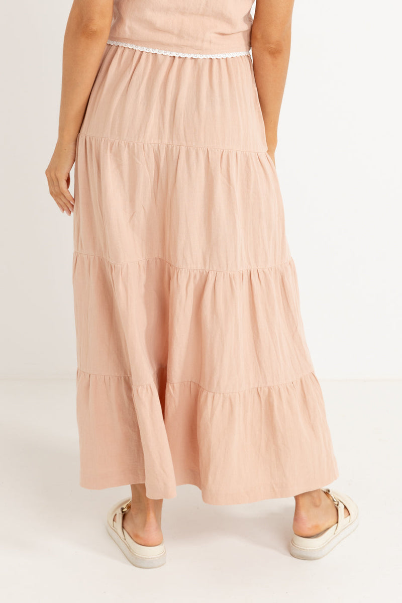 Posie Textured Maxi Skirt Blush