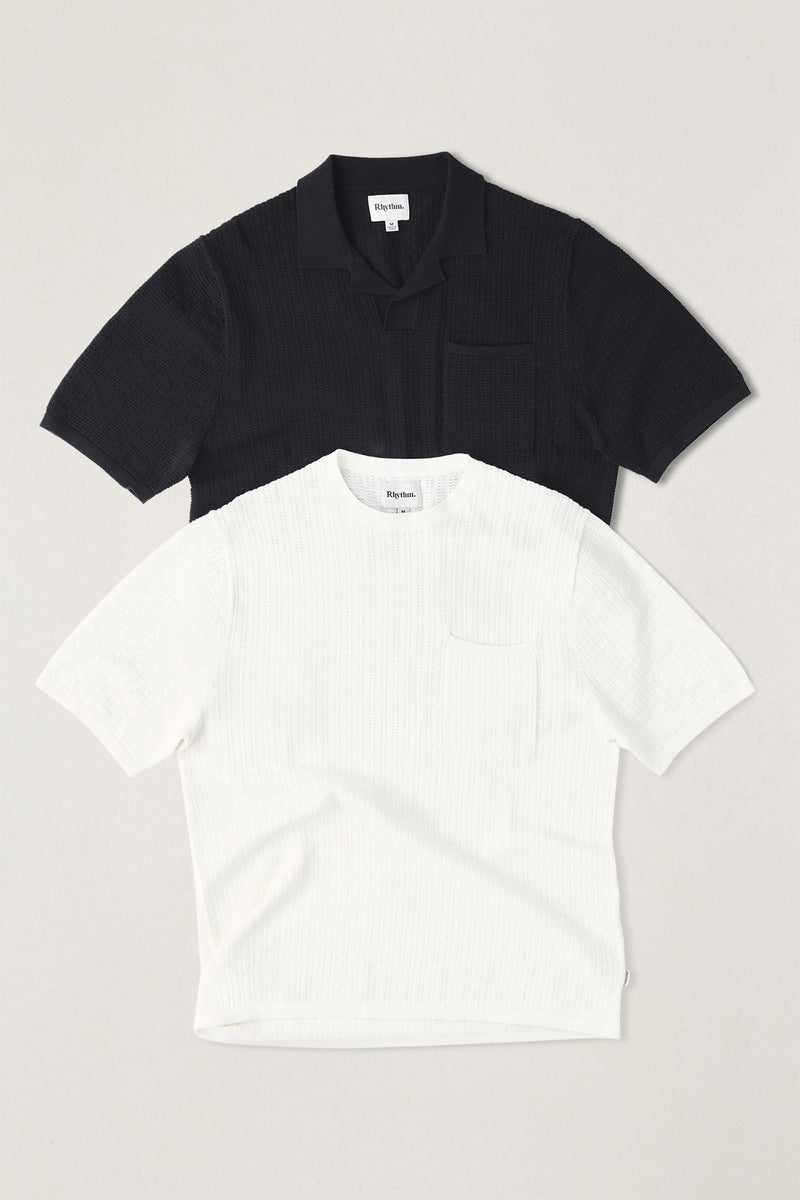Textured Knit Ss Tee Vintage White