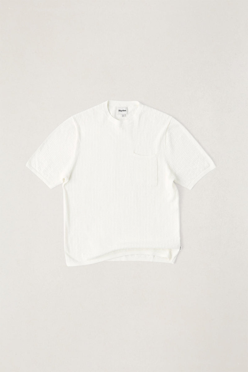 Textured Knit Ss Tee Vintage White