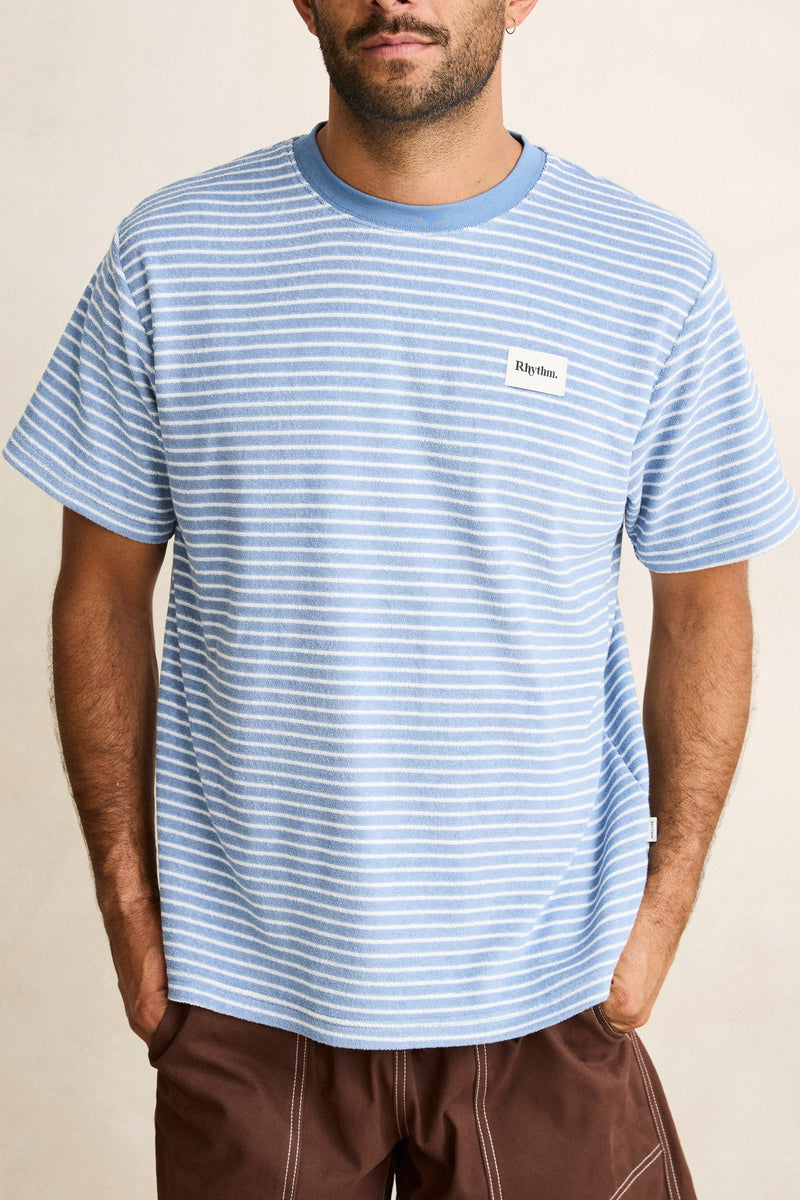 Vintage Terry Stripe Ss T-Shirt Blue