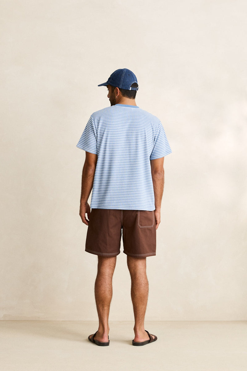 Vintage Terry Stripe Ss T-Shirt Blue