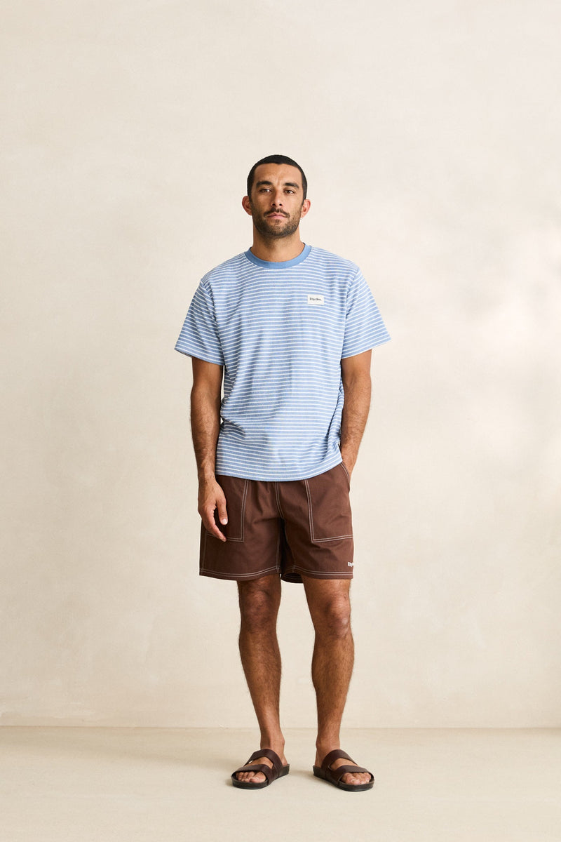 Vintage Terry Stripe Ss T-Shirt Blue