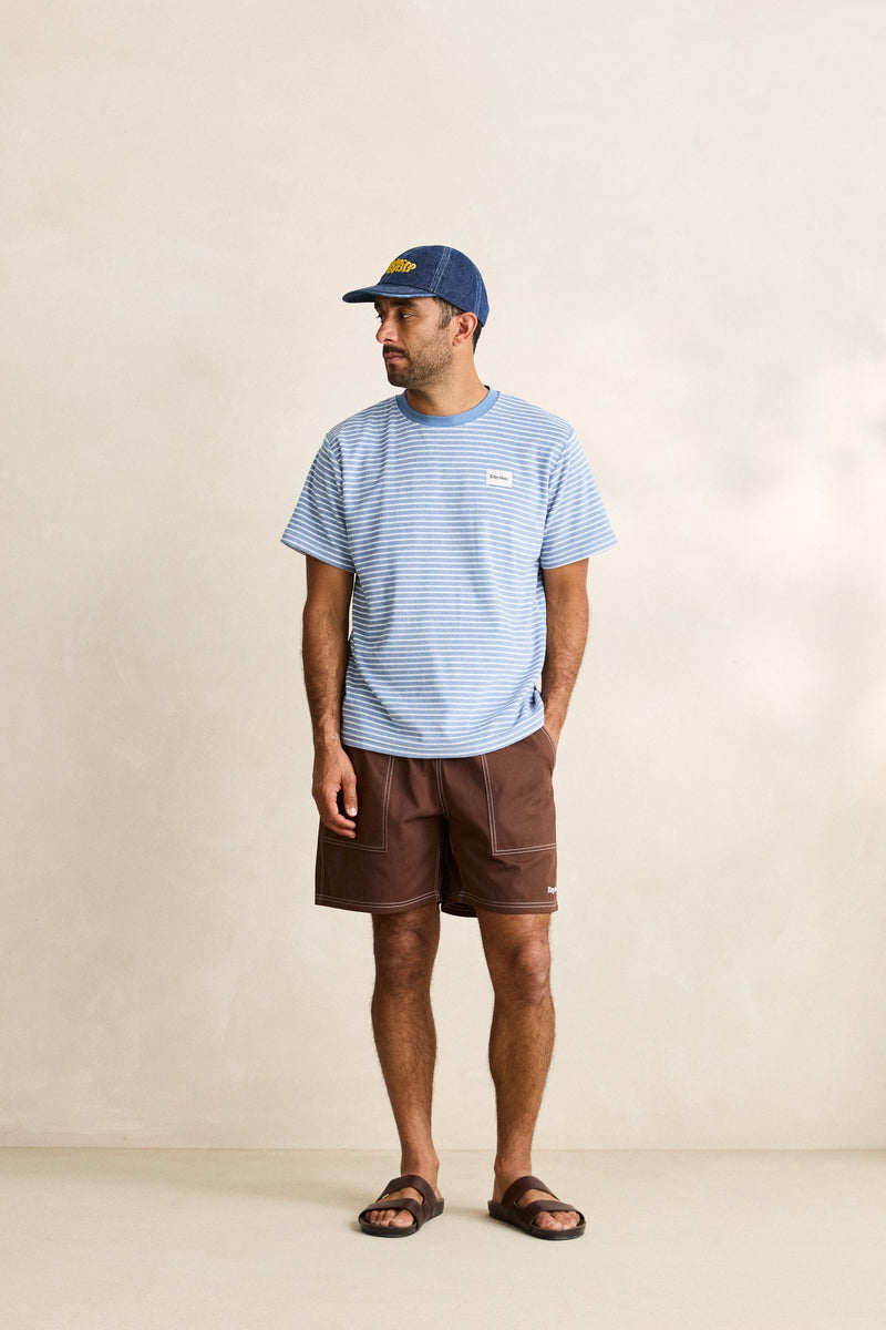 Vintage Terry Stripe Ss T-Shirt Blue