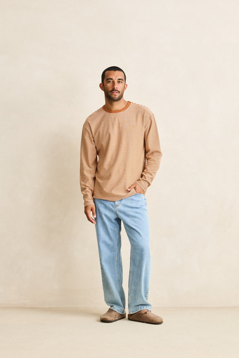 Essential Stripe Ls T-Shirt Tobacco