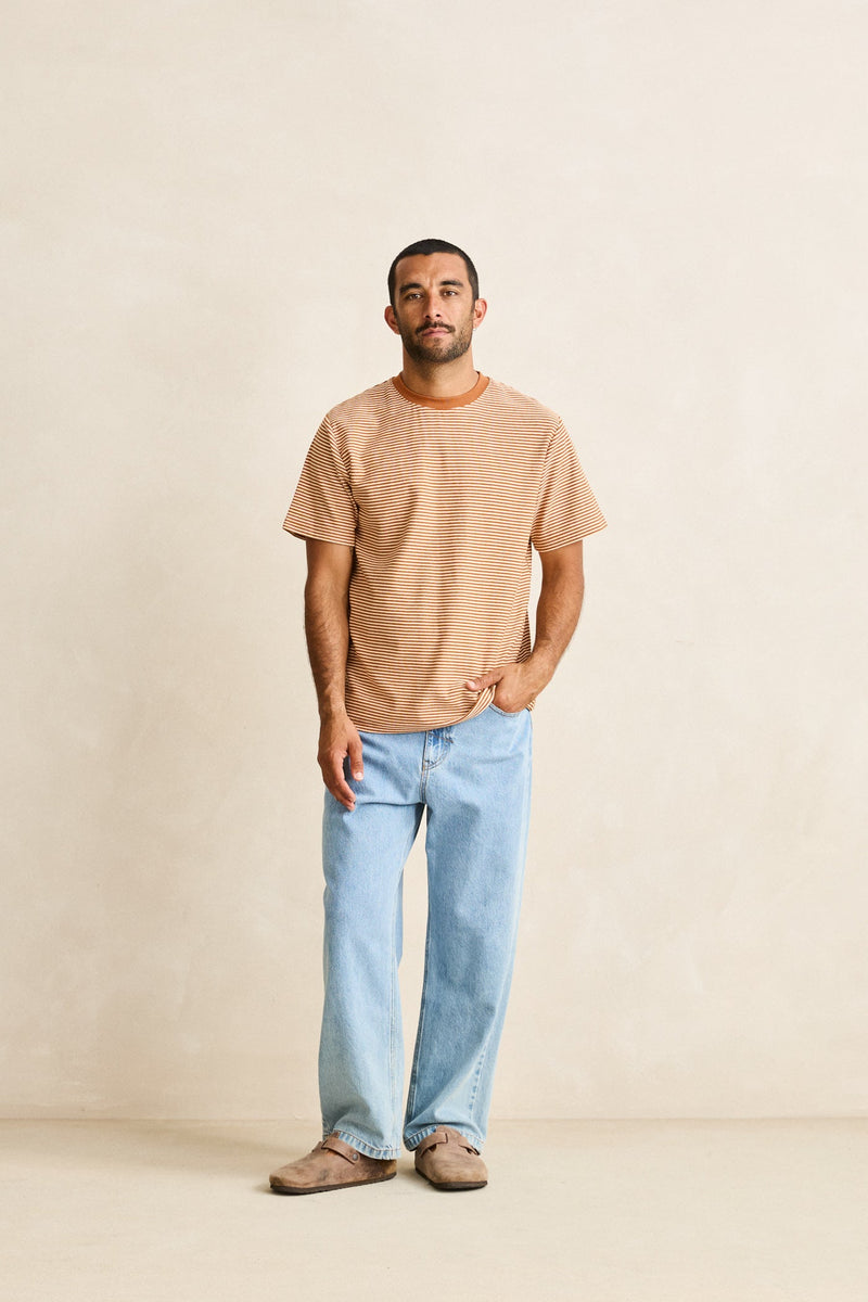 Essential Stripe Ss T-Shirt Tobacco