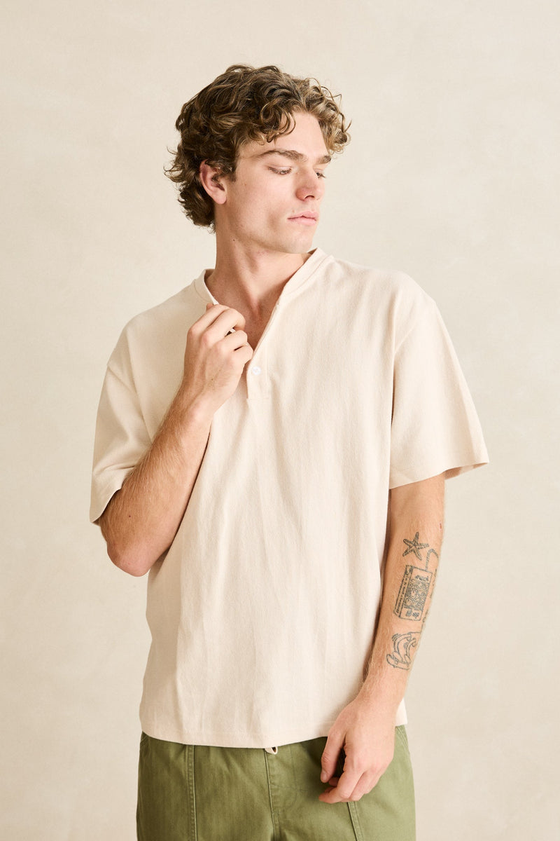 Vintage Jersey Ss Henley Natural