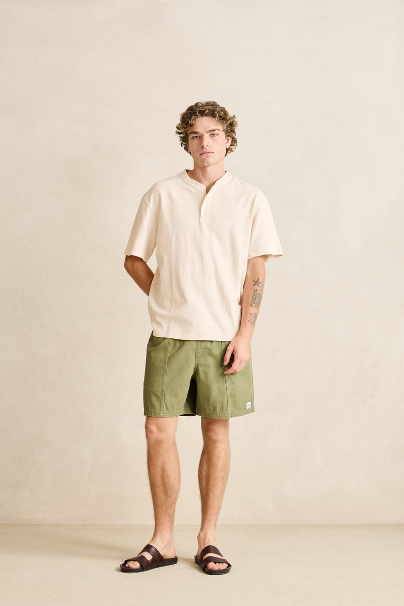 Vintage Jersey Ss Henley Natural