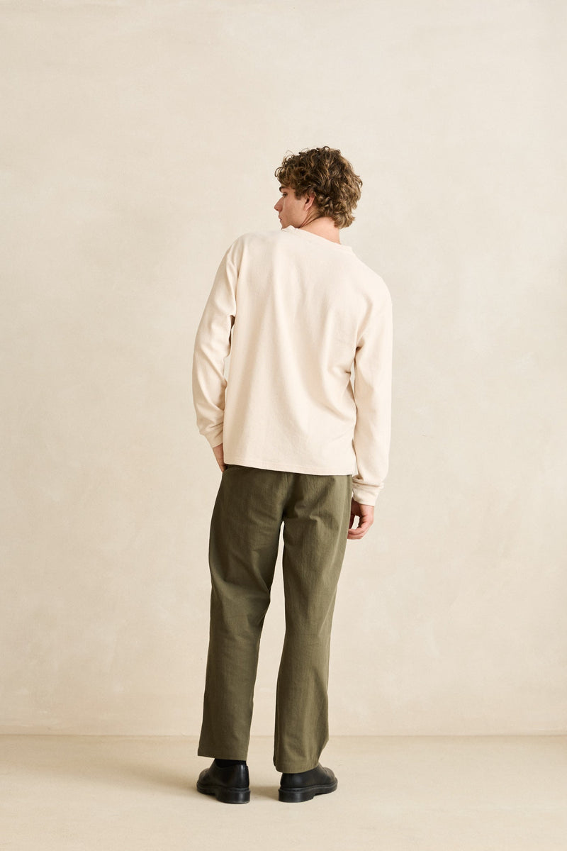 Vintage Jersey Ls Henley Natural