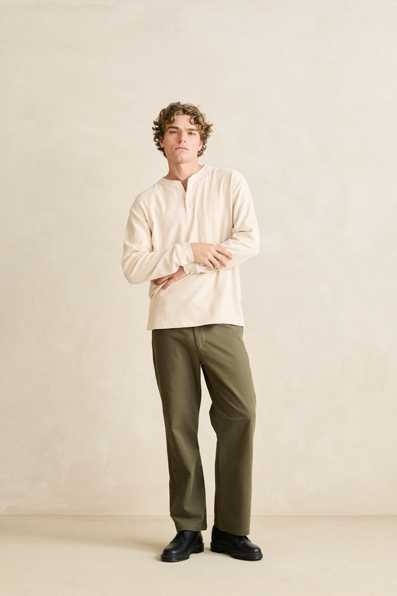 Vintage Jersey Ls Henley Natural