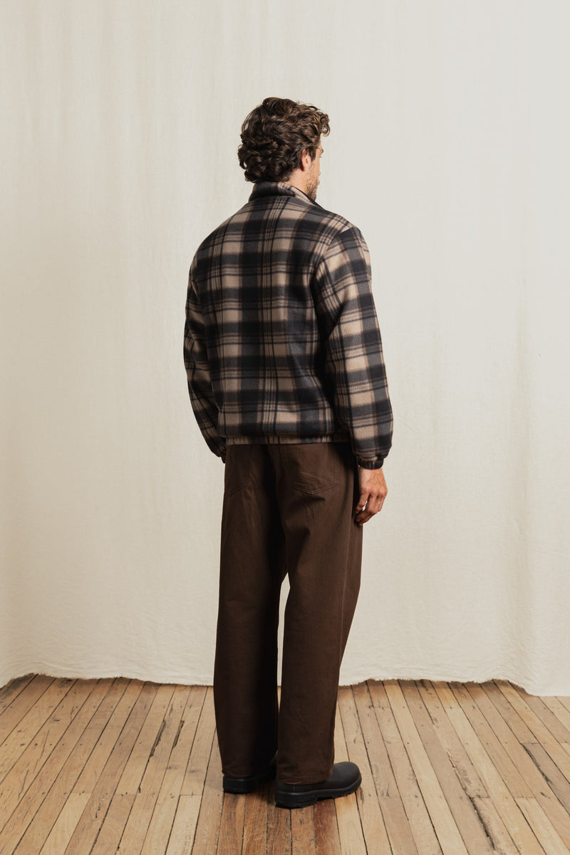 Checkered Fleece Zip Thru Ochre