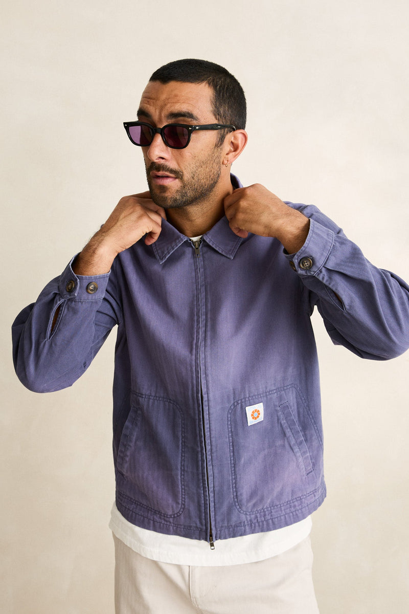 Herringbone Sun Wash Jacket Vintage Blue