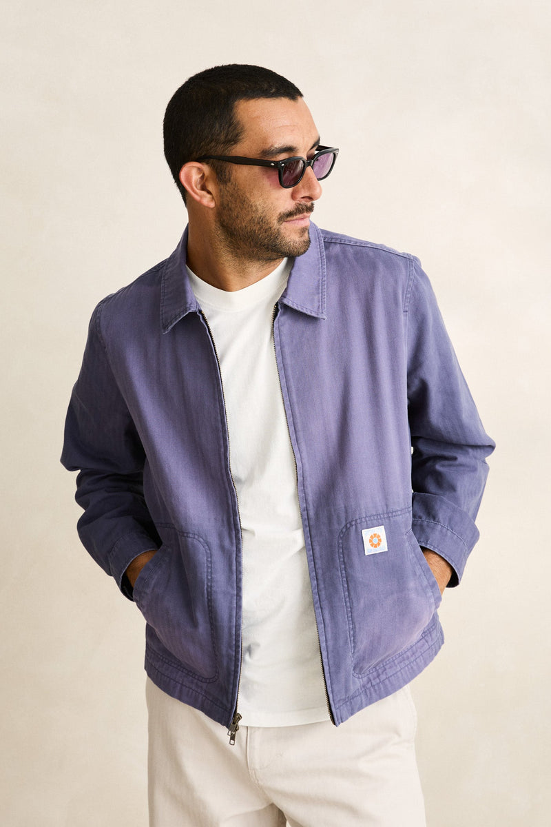 Herringbone Sun Wash Jacket Vintage Blue